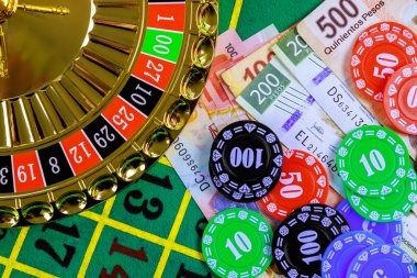 Blackjack table with dealer and players