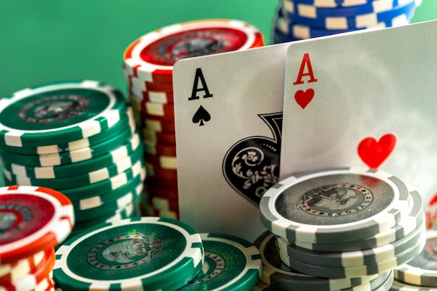 Baccarat table with dealer